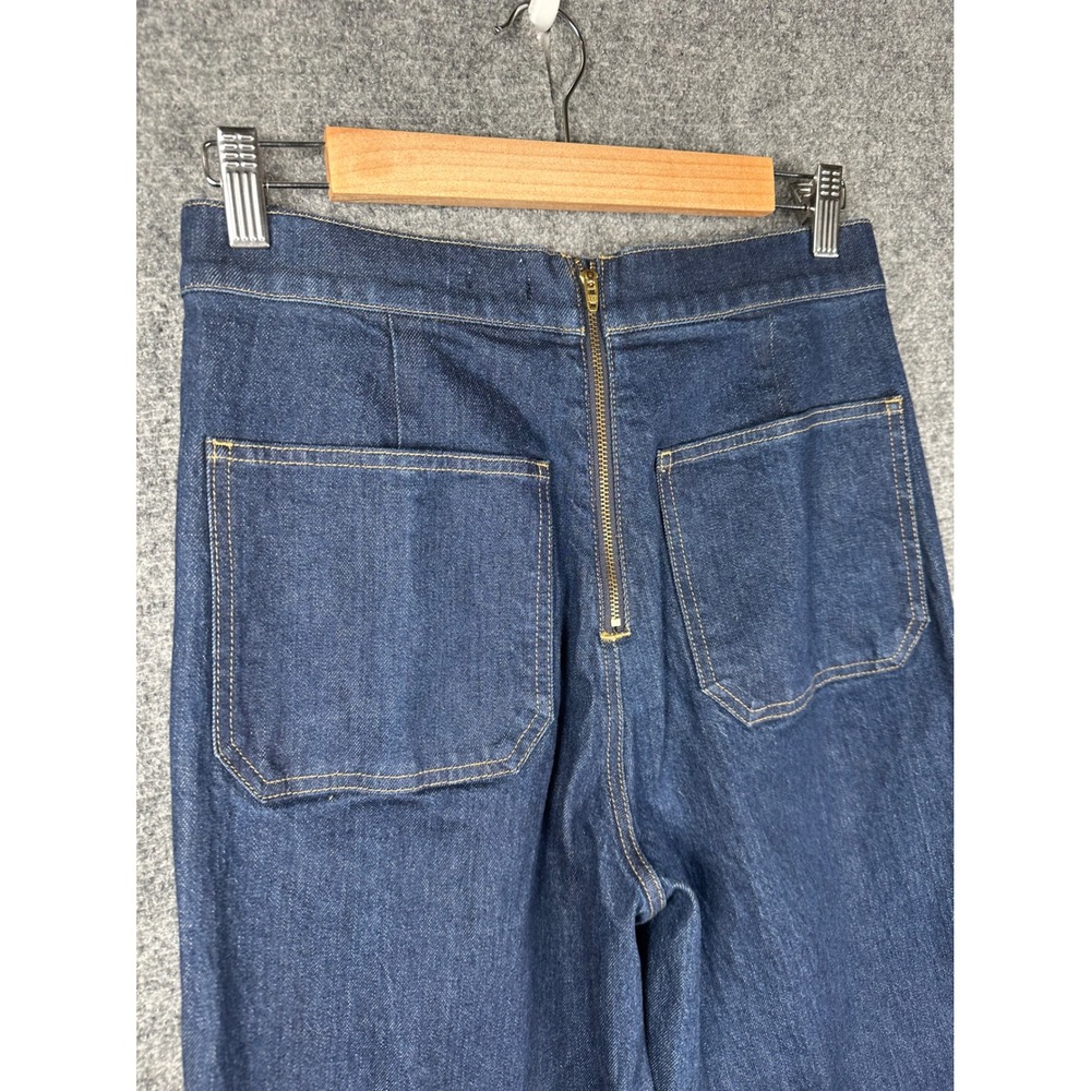 J.Crew Womens Sailor Button Denim Trouser 6 TALL Nautical Wide Leg Indigo Jeans - Picture 4 of 11